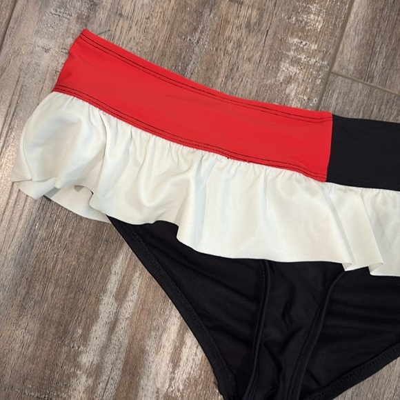 DC Comics Harley Quinn Licensed Bikini Ruffled Swim Bottom Black White Red Small - Picture 8 of 9
